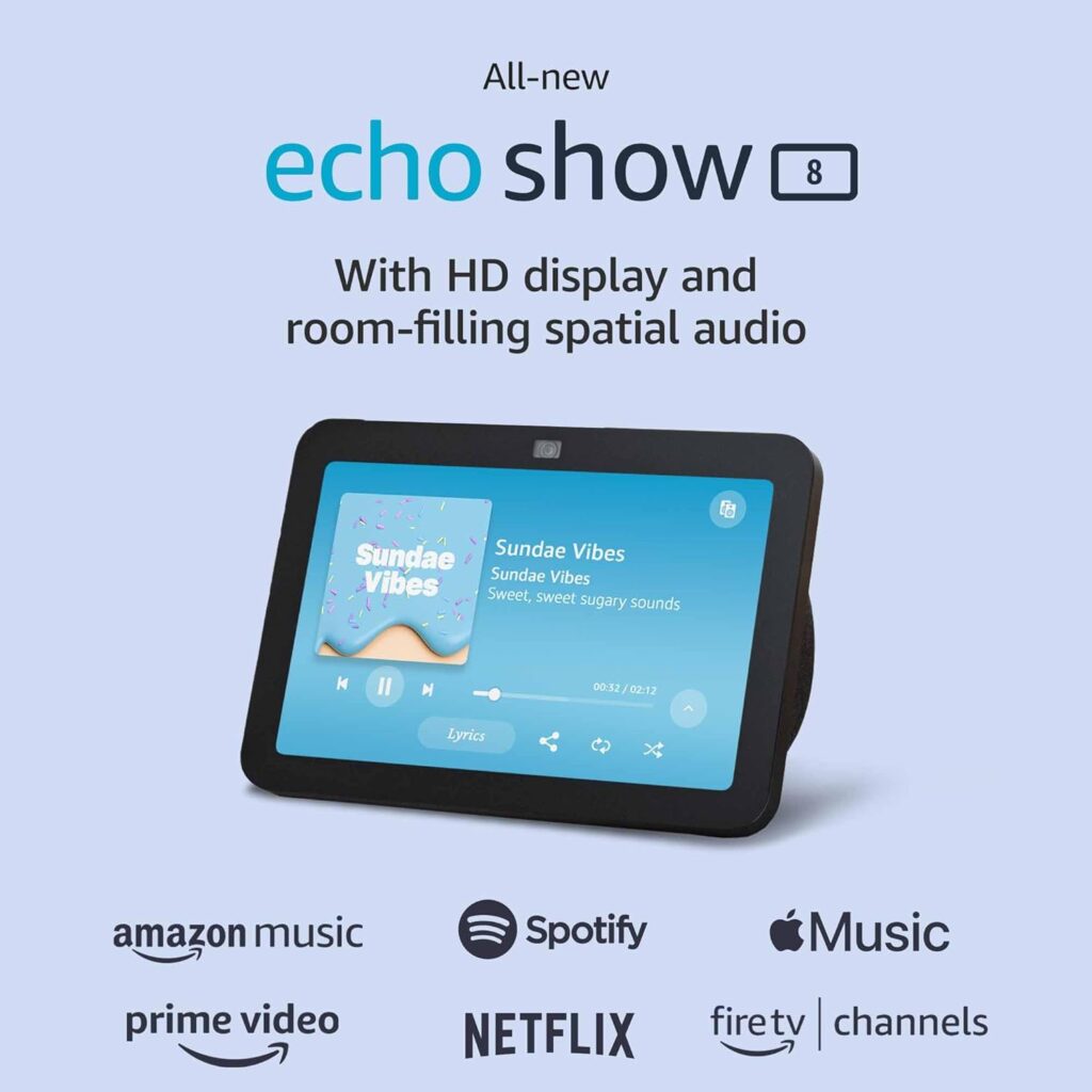 All-new Echo Show 8 (3rd Gen, 2023 release)  With Spatial Audio, Smart Home Hub, and Alexa  Charcoal
