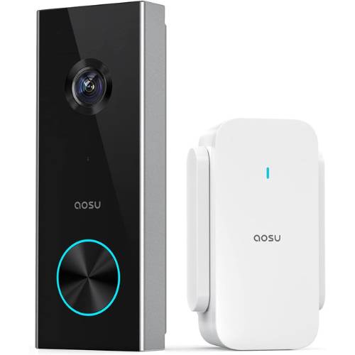 AOSU Doorbell Camera Wireless, Battery-Powered Video Doorbell with Chime, 2K Resolution, No Monthly Fees, 166° Ultra Wide Angle, 180-Day Battery Life, AI Detection, Work with Alexa & Google Assistant