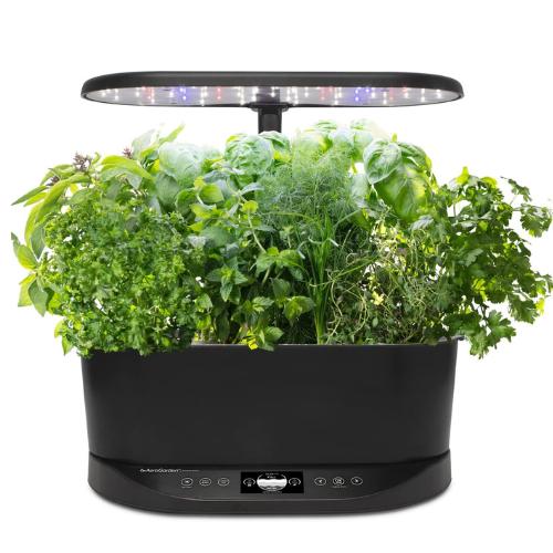 AeroGarden Bounty Basic with built-in grow lights for indoor houseplants, showcasing an efficient herb garden setup