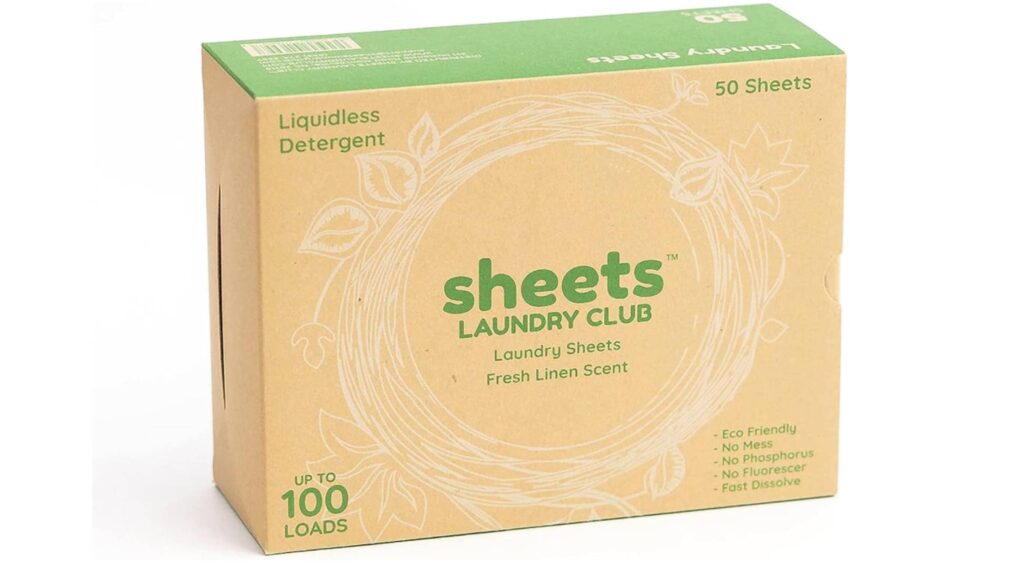 Non-Toxic Cleaning Products Sheets Laundry Club - As Seen On Shark Tank - Laundry Detergent - (Up to 100 Loads) 50 Laundry Sheets- Fresh Linen Scent - Liquid-Less Technology - Lightweight - Easy To Use - Leaping Bunny Certified