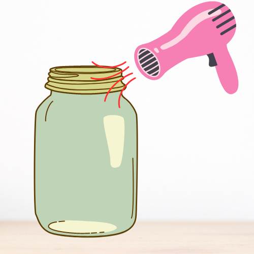 hair dryer use to heat up the lid of a jar so it expands from the heat and opens
